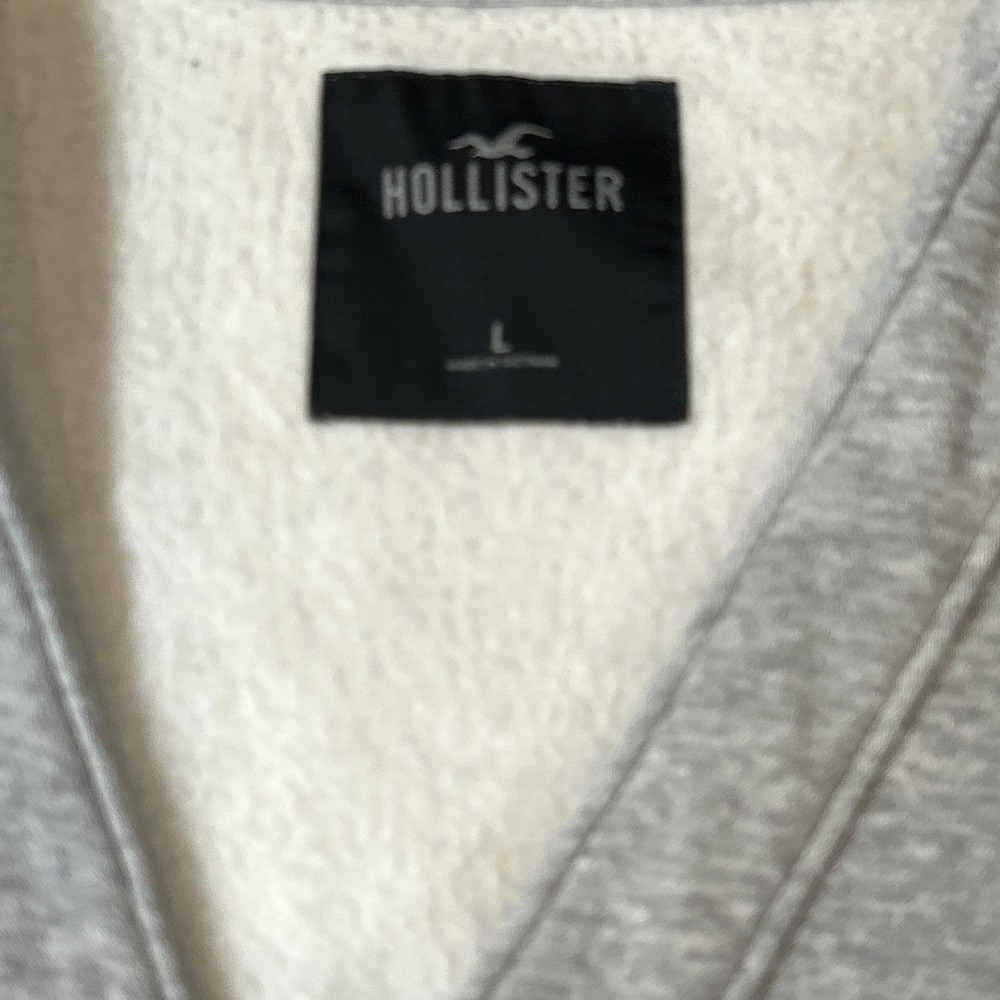 Hollister Mens L Blue/Gray Button Up Sweatshirt Logo Cardigan Jacket Y2K Layer - Picture 5 of 9